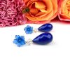 Sophie | oorringen in wit goud gezet met bloem in blauwe agaat en lapis lazuli druppel gefacetteerd | Nu te koop bij 14Karaats.nl | 10001087-Earrings/Body-piercing Jewellery