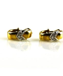 Sophie | oorringen in geel en wit goud gezet met diamant | Nu te koop bij 14Karaats.nl | 10001087-Earrings/Body-piercing Jewellery