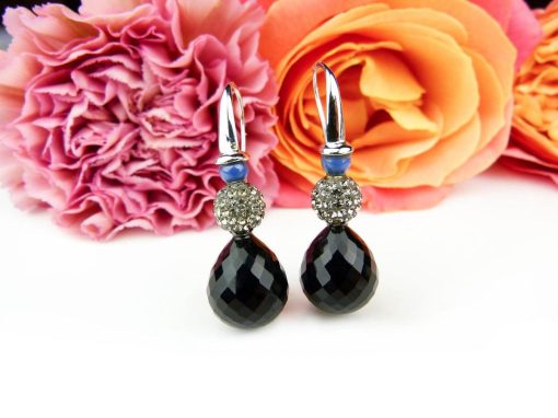 Sophie | oorringen in wit goud gezet met onyx druppel gefacetteerd | Nu te koop bij 14Karaats.nl | 10001087-Earrings/Body-piercing Jewellery