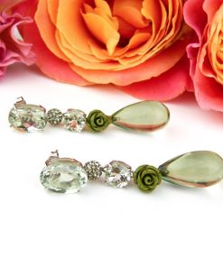 Sophie | oorringen in wit goud gezet met groene kwarts | Nu te koop bij 14Karaats.nl | 10001087-Earrings/Body-piercing Jewellery