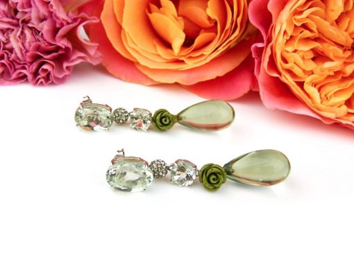Sophie | oorringen in wit goud gezet met groene kwarts | Nu te koop bij 14Karaats.nl | 10001087-Earrings/Body-piercing Jewellery