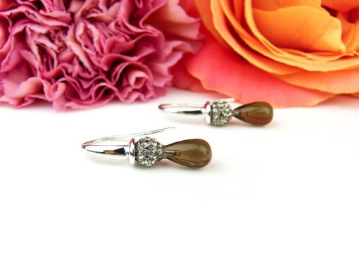 Sophie | oorringen in wit goud met parel en rookkwarts druppel | Nu te koop bij 14Karaats.nl | 10001087-Earrings/Body-piercing Jewellery