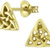 JYC | Joy|S - Zilveren Keltische driehoek oorbellen - 7 mm - gold plated | Nu te koop bij 14Karaats.nl | 10001087-Earrings/Body-piercing Jewellery