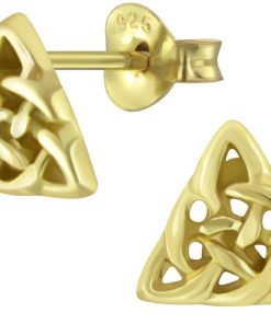 JYC | Joy|S - Zilveren Keltische driehoek oorbellen - 7 mm - gold plated | Nu te koop bij 14Karaats.nl | 10001087-Earrings/Body-piercing Jewellery