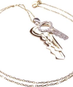 Christian | Bicolor gouden zirkonia sleutel hanger | Nu te koop bij 14Karaats.nl | 10001091-Pendants