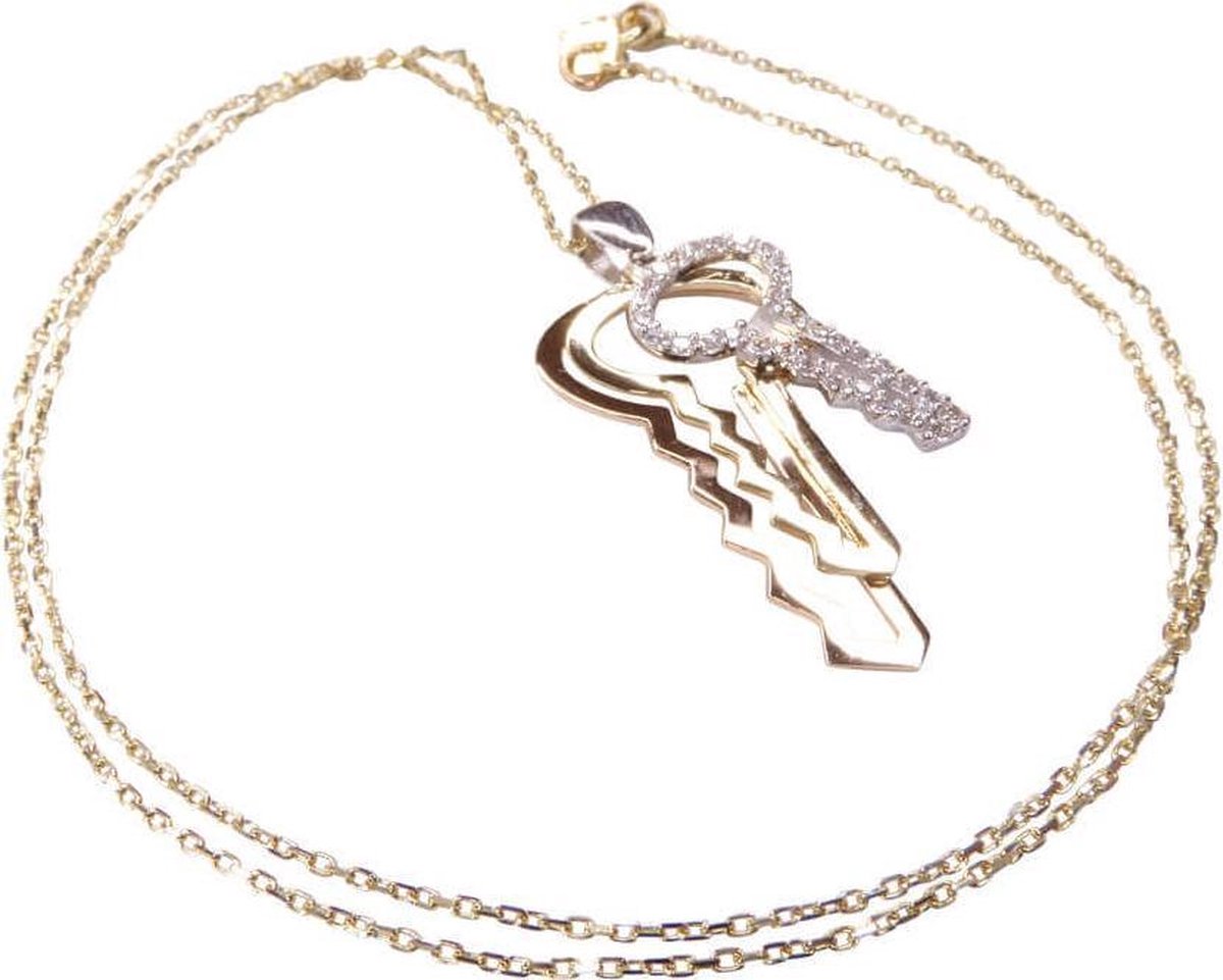 Christian | Bicolor gouden zirkonia sleutel hanger | Koop bij 14Karaats.nl Christian | Bicolor gouden zirkonia sleutel hanger | Nu te koop bij 14Karaats.nl | 10001091-Pendants