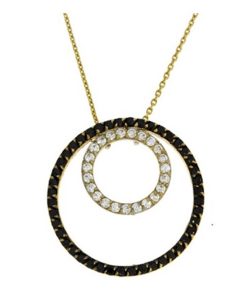 Star juwelier | Gouden Collier Cirkel Zirkonia 14 karaats | Nu te koop bij 14Karaats.nl | 10001091-Pendants