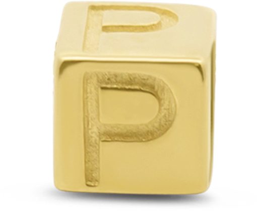 New Bling | New Bling 9NBG-912P Gouden Kubus met Letter P - 3