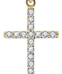 GISSER | Gisser Jewels - Hanger excl. Ketting - Kruis gezet met Zirkonia Stenen - 22mm x 11mm - 14 Karaat Geelgoud | Nu te koop bij 14Karaats.nl | 10001091-Pendants