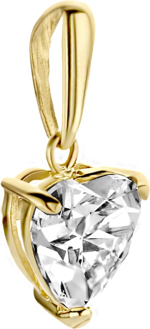 New Bling | New Bling 9NBG-0213 Gouden Hangertje - Dames - Zirkonia - Hartje - 6 mm - 14 Karaat - Goud | Nu te koop bij 14Karaats.nl | 10001091-Pendants