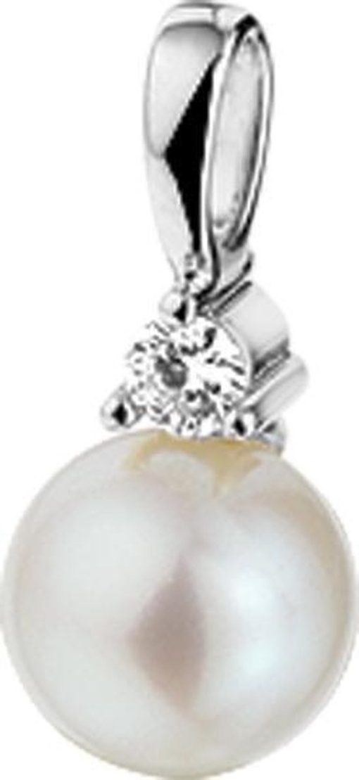 The Jewelry Collection | The Jewelry Collection Hanger Parel En Diamant 0.05ct H Si - Goud | Nu te koop bij 14Karaats.nl | 10001091-Pendants