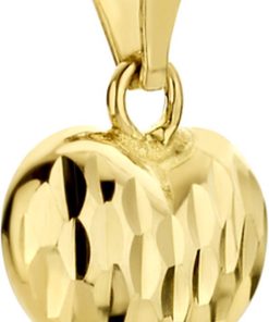 New Bling | New Bling 9NBG-0452 Gouden Hangertje - Dames - Hartje - Bewerkt - Bedel - 8 mm - 14 Karaat - Goud | Nu te koop bij 14Karaats.nl | 10001091-Pendants