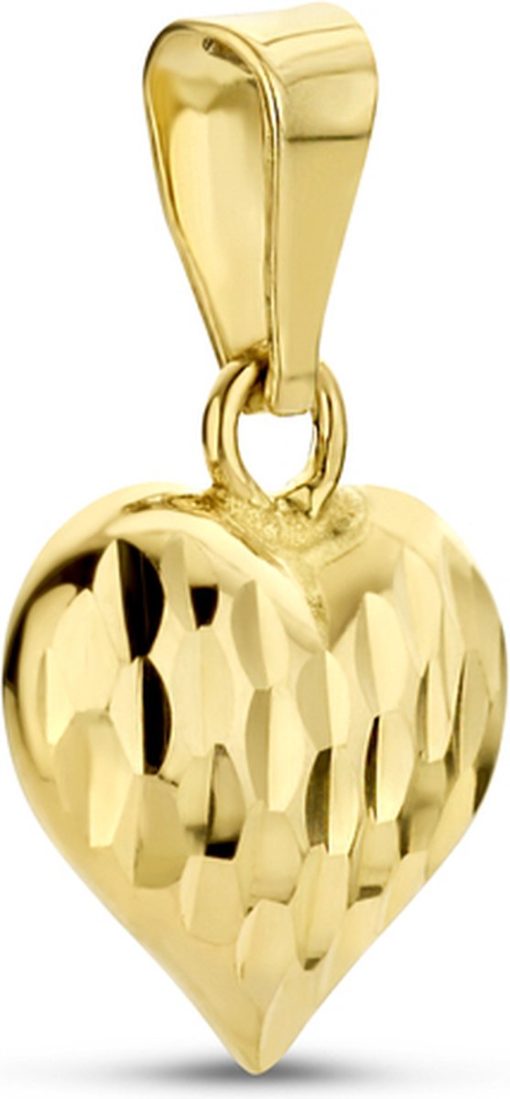 New Bling | New Bling 9NBG-0452 Gouden Hangertje - Dames - Hartje - Bewerkt - Bedel - 8 mm - 14 Karaat - Goud | Nu te koop bij 14Karaats.nl | 10001091-Pendants