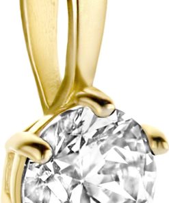 New Bling | New Bling 9NBG-0201 Gouden Hangertje - Dames - Zirkonia - 4 mm - Solitair - 6 Poot zetting - 14 Karaat - Goud | Nu te koop bij 14Karaats.nl | 10001091-Pendants