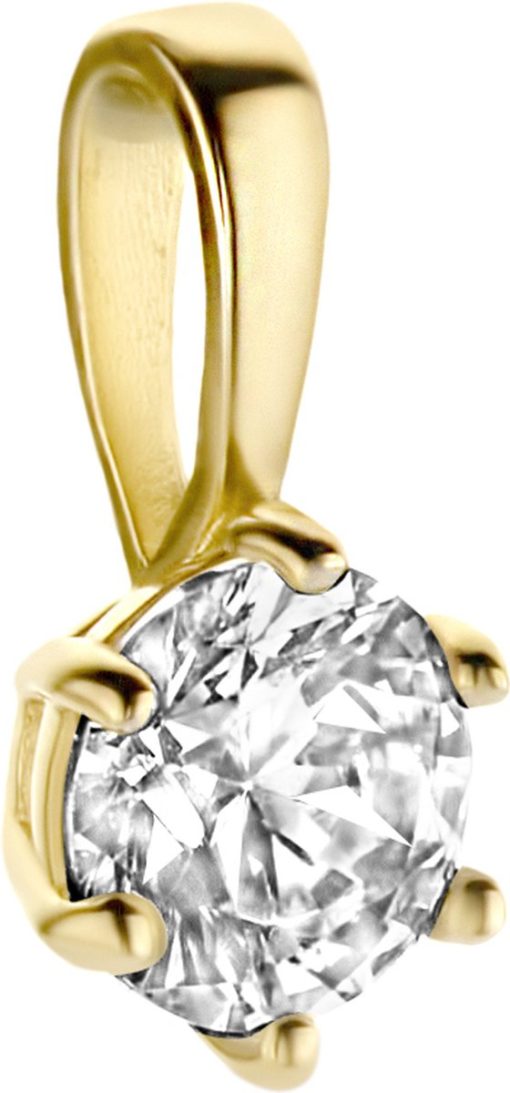 New Bling | New Bling 9NBG-0201 Gouden Hangertje - Dames - Zirkonia - 4 mm - Solitair - 6 Poot zetting - 14 Karaat - Goud | Nu te koop bij 14Karaats.nl | 10001091-Pendants