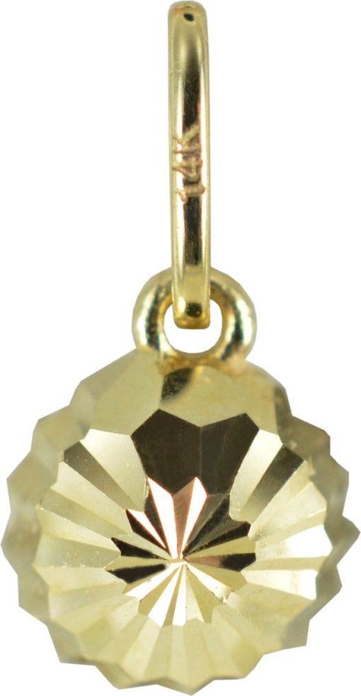 Silventi | Silventi 132400304 Gouden Hangertje - Half Bolletje - Bewerkt - 4 mm Doorsnee - 14 Karaat - Bedel - Goud | Nu te koop bij 14Karaats.nl | 10001091-Pendants