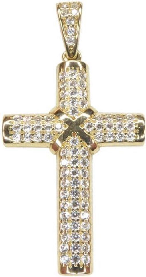 Christian | 14 karaat geel gouden zirkonia kruis | Nu te koop bij 14Karaats.nl | 10001091-Pendants
