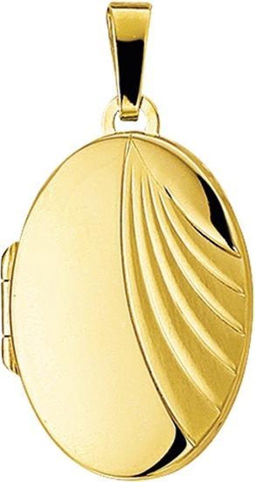 The Jewelry Collection | The Jewelry Collection Medaillon Poli/mat - Goud | Nu te koop bij 14Karaats.nl | 10001091-Pendants