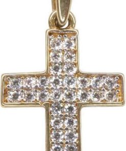Christian | Geel gouden kruis hanger met zirkonia | Nu te koop bij 14Karaats.nl | 10001091-Pendants