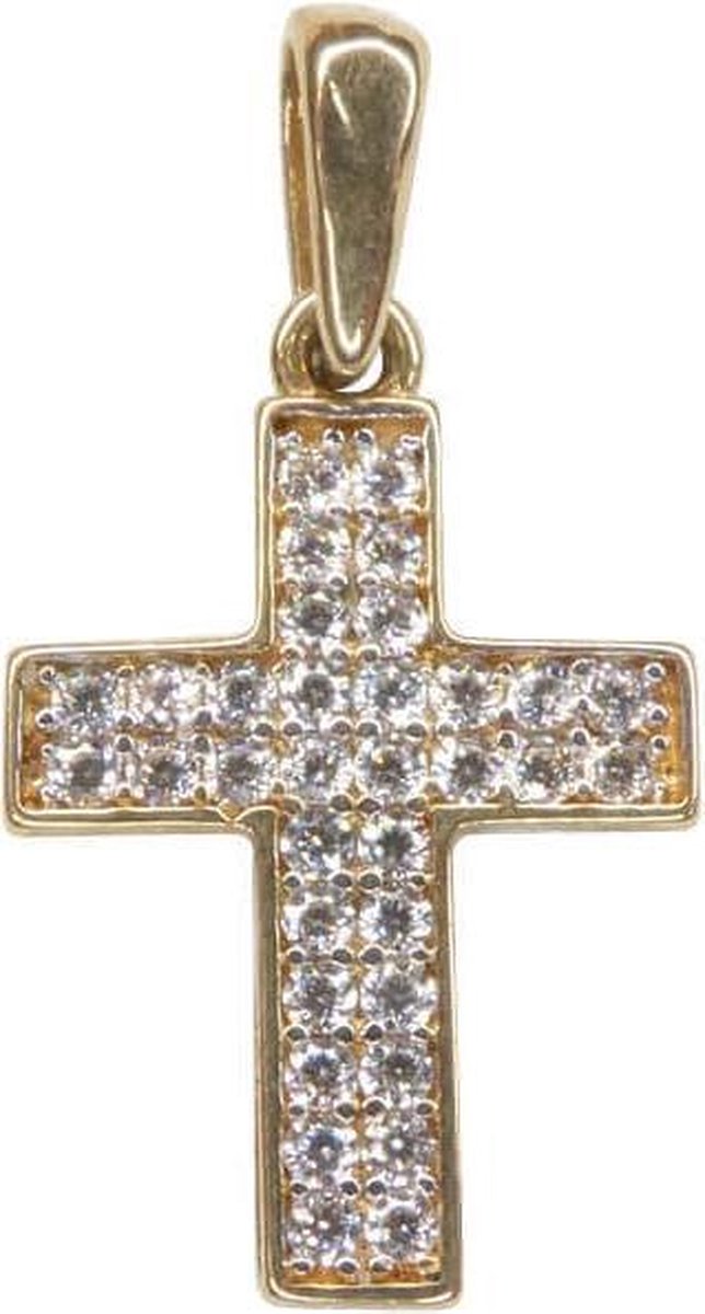 Christian | Geel gouden kruis hanger met zirkonia | Koop bij 14Karaats.nl Christian | Geel gouden kruis hanger met zirkonia | Nu te koop bij 14Karaats.nl | 10001091-Pendants