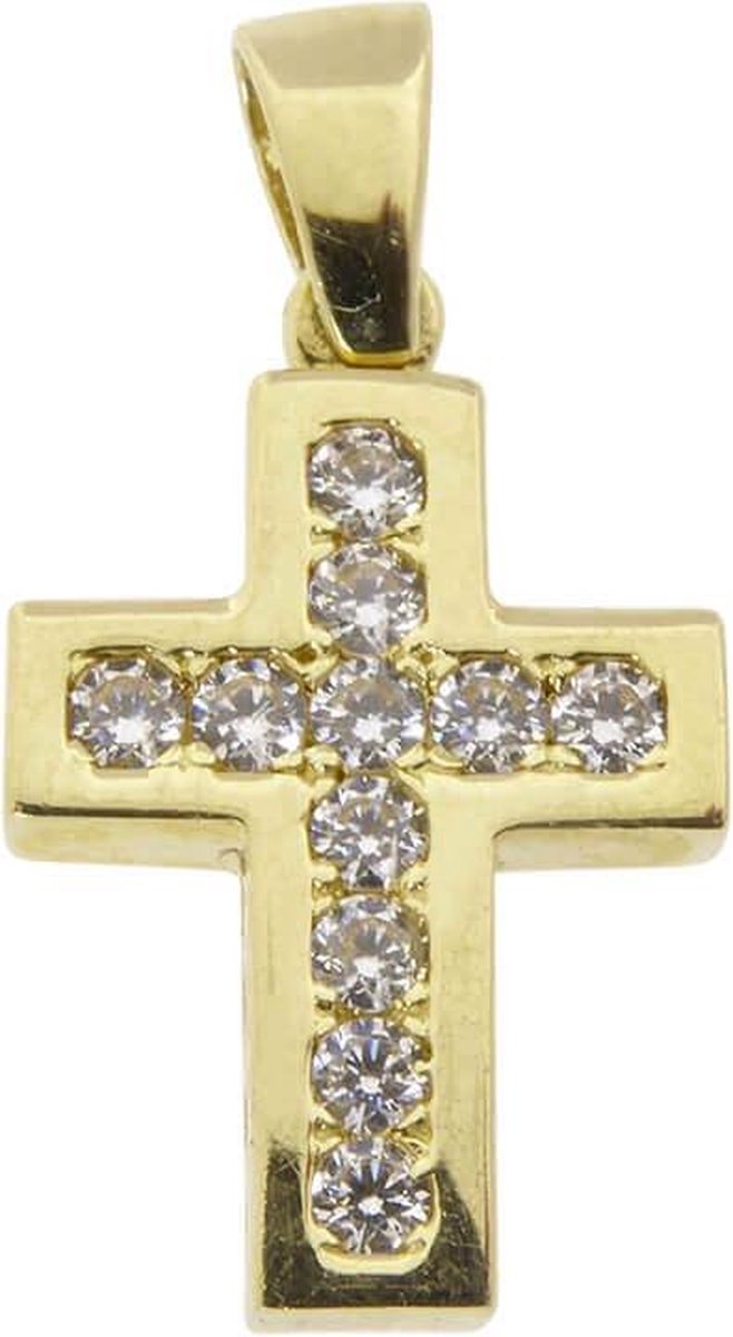 Christian | Christian gouden kruis met zirkonia | Koop bij 14Karaats.nl Christian | Christian gouden kruis met zirkonia | Nu te koop bij 14Karaats.nl | 10001091-Pendants