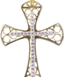 Christian | Bicolor gouden kruis met zirkonia | Nu te koop bij 14Karaats.nl | 10001091-Pendants