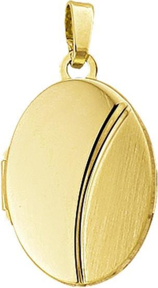 The Jewelry Collection | The Jewelry Collection Medaillon Poli/mat - Goud | Nu te koop bij 14Karaats.nl | 10001091-Pendants