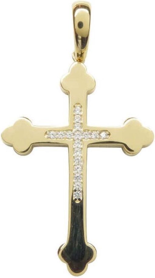Christian | 14 karaat geel gouden massieve kruis | Nu te koop bij 14Karaats.nl | 10001091-Pendants