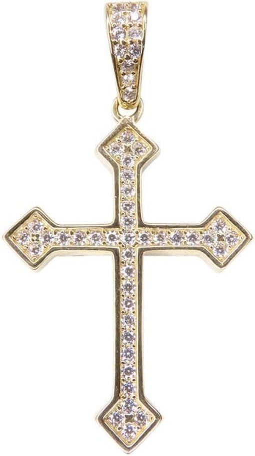Christian | 14 karaat gouden kruis met zirkonia | Nu te koop bij 14Karaats.nl | 10001091-Pendants