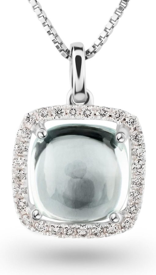 Orphelia | Orphelia HD-4200 - Hanger - 18 Karaat Witgoud - Diamant 0.16 ct / Aquamarijn 2.80 ct | Nu te koop bij 14Karaats.nl | 10001091-Pendants