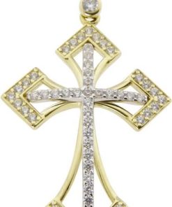 Christian | Geel gouden zirkonia kruis | Nu te koop bij 14Karaats.nl | 10001091-Pendants