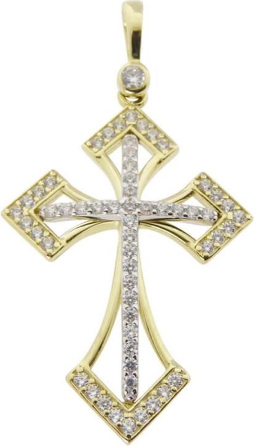 Christian | Geel gouden zirkonia kruis | Nu te koop bij 14Karaats.nl | 10001091-Pendants