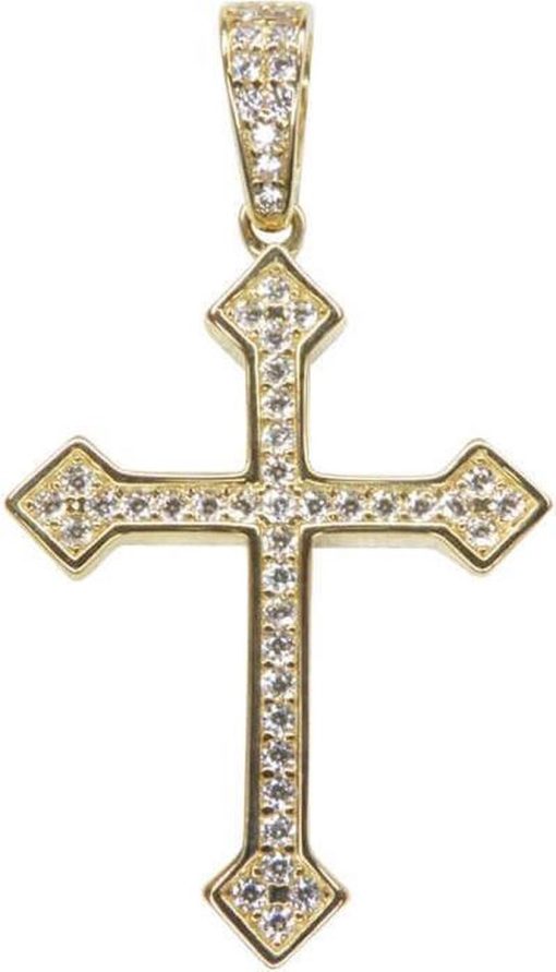 Christian | 14 karaat gouden kruis met zirkonias | Nu te koop bij 14Karaats.nl | 10001091-Pendants