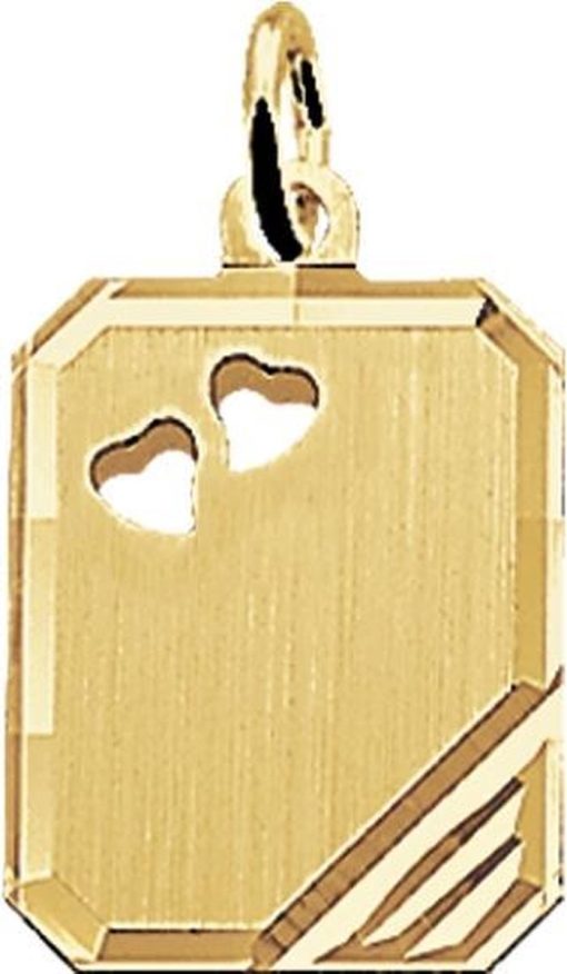 The Jewelry Collection | The Jewelry Collection Graveerhanger Harten Mat Gediamanteerd - Goud | Nu te koop bij 14Karaats.nl | 10001091-Pendants