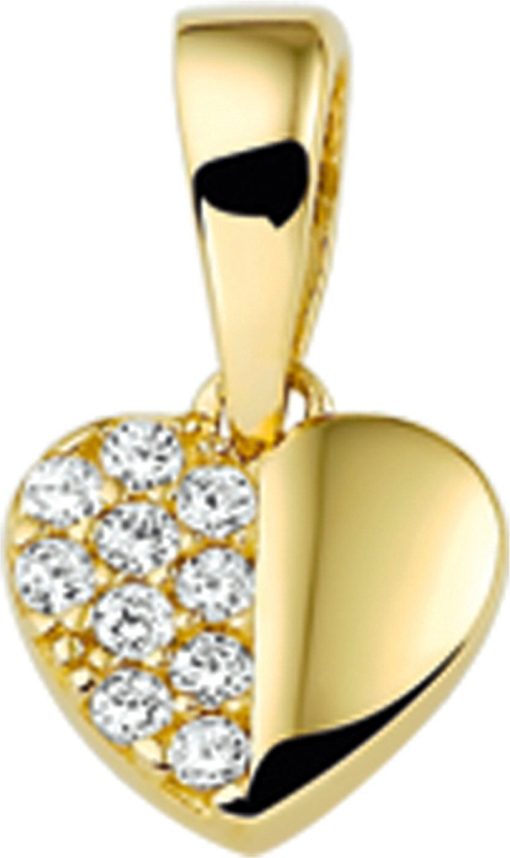 The Jewelry Collection | The Jewelry Collection Hanger Hart Zirkonia - Goud | Nu te koop bij 14Karaats.nl | 10001091-Pendants