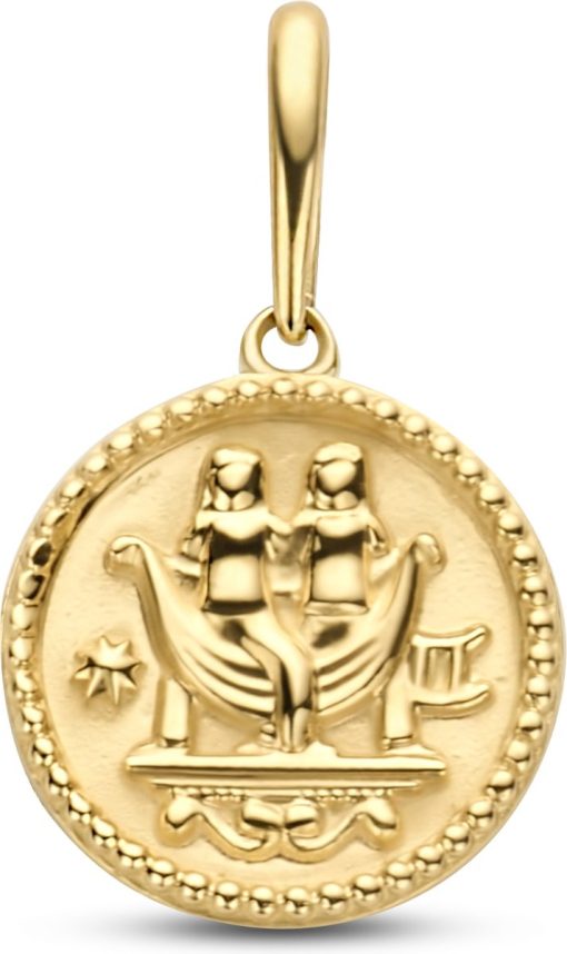 New Bling | New Bling 9NBG-0284 Gouden Sterrenbeeld - Tweeling - 10 mm Doorsnee - 14 Karaat - Goud | Nu te koop bij 14Karaats.nl | 10001091-Pendants