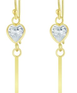 JYC | Joy|S - Zilveren classic hart oorbellen met bar (staaf) - gold plated | Nu te koop bij 14Karaats.nl | 10001087-Earrings/Body-piercing Jewellery