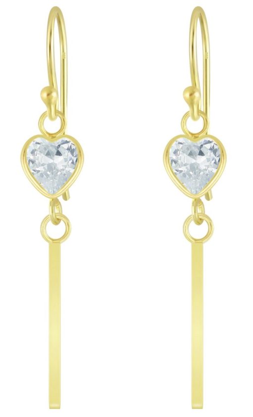JYC | Joy|S - Zilveren classic hart oorbellen met bar (staaf) - gold plated | Nu te koop bij 14Karaats.nl | 10001087-Earrings/Body-piercing Jewellery