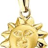 The Jewelry Collection | The Jewelry Collection Bedel Zon Poli/mat - Goud | Nu te koop bij 14Karaats.nl | 10001091-Pendants