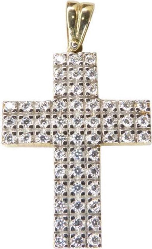 Christian | Wit en geel gouden kruis met zirkonia | Nu te koop bij 14Karaats.nl | 10001091-Pendants