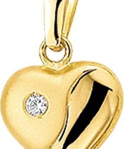 The Jewelry Collection | The Jewelry Collection Hanger Hart Zirkonia - Geelgoud (14 Krt.) | Nu te koop bij 14Karaats.nl | 10001091-Pendants
