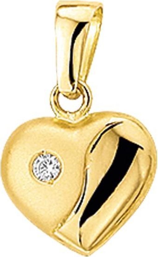 The Jewelry Collection | The Jewelry Collection Hanger Hart Zirkonia - Geelgoud (14 Krt.) | Nu te koop bij 14Karaats.nl | 10001091-Pendants