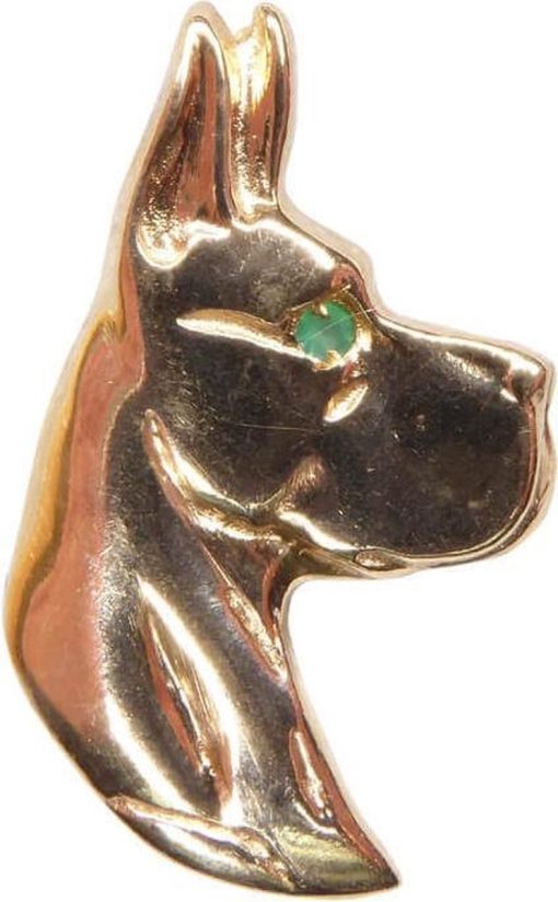 Christian | Gouden hond met smaragd | Nu te koop bij 14Karaats.nl | 10001091-Pendants