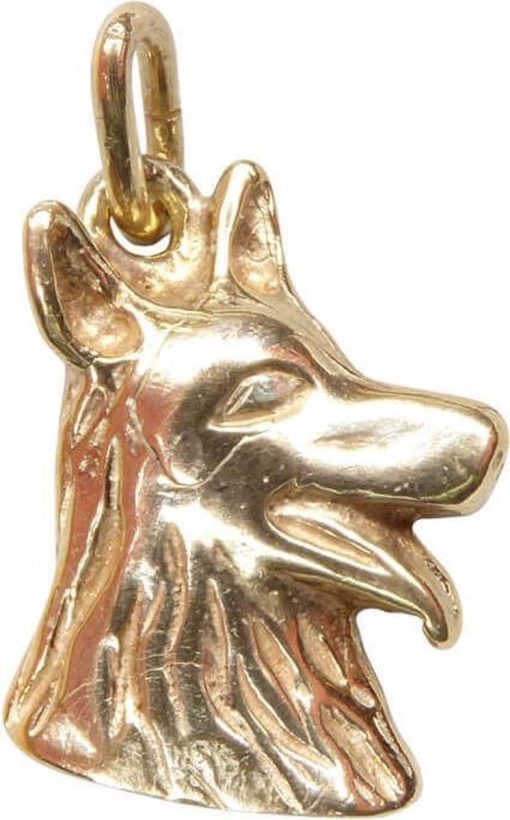 Christian | Geel gouden hond hanger | Nu te koop bij 14Karaats.nl | 10001091-Pendants
