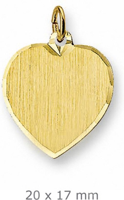 Kasius | Trendjuwelier huiscollectie 4006179 Gouden graveerplaat hartvormig | Nu te koop bij 14Karaats.nl | 10001091-Pendants