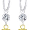 JYC | Joy|S - Zilveren hartje bedel oorbellen - oorringen - kristal met hartje - gold plated | Nu te koop bij 14Karaats.nl | 10001087-Earrings/Body-piercing Jewellery
