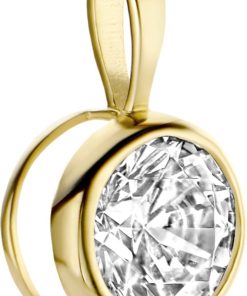 New Bling | New Bling 9NBG-0207 Gouden Hanger- Dames - Zirkonia - 5 mm - Solitair - In Kastje Gezet - 14 Karaat - Goud | Nu te koop bij 14Karaats.nl | 10001091-Pendants