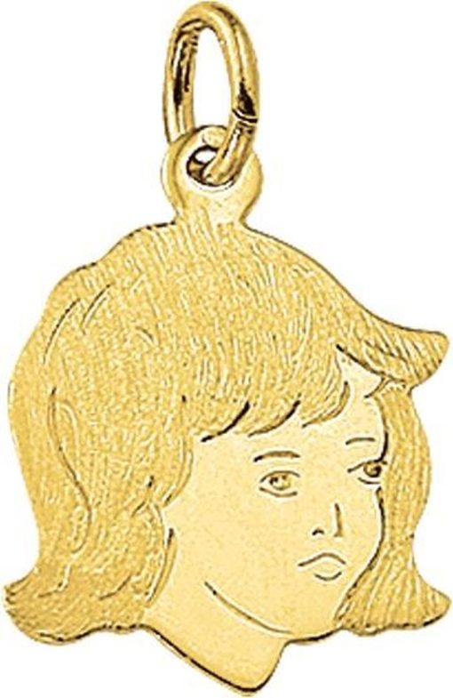 The Jewelry Collection | The Jewelry Collection Bedel Meisje Poli/mat - Goud | Nu te koop bij 14Karaats.nl | 10001091-Pendants
