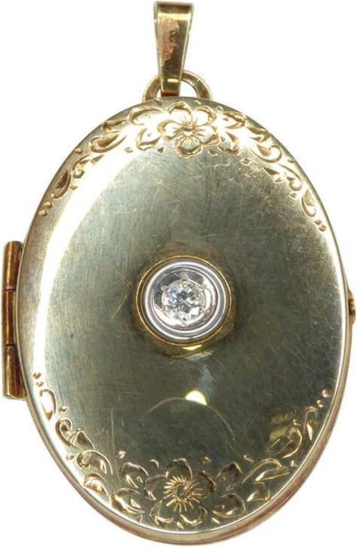 Christian | 14 karaat gouden medaillon met zirkonia | Nu te koop bij 14Karaats.nl | 10001091-Pendants
