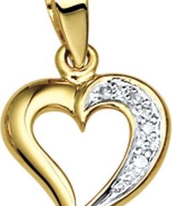 The Jewelry Collection | The Jewelry Collection Hanger Hart Diamant 0.018 Ct. - Geelgoud (14 Krt.) | Nu te koop bij 14Karaats.nl | 10001091-Pendants